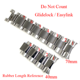 【GM】 20mm, 21mm Straight End Black Vulcanized FKM Rubber Watch Strap For Rolex, Steel Inside