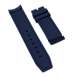 23mm Navy Blue Curved End Rubber Watch Strap For Tudor Black Bay Bronze 43mm