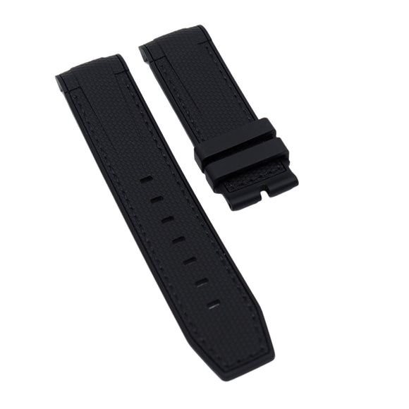 23mm Black Curved End Rubber Watch Strap For Tudor Black Bay Bronze 43mm