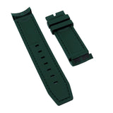 23mm Dark Green Curved End Rubber Watch Strap For Tudor Black Bay Bronze 43mm