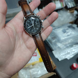 18mm, 20mm Cinnamon Brown Waxed Calf Leather Watch Strap