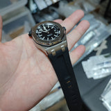 【GM】 28mm Rectangle Pattern Black FKM Rubber Watch Strap For Audemars Piguet Royal Oak Offshore 42mm