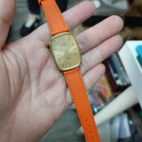14mm, 16mm, 18mm Orange Litchi Grain Calf Leather Watch Strap