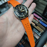 18mm, 20mm, 22mm Mini Rhombus Pattern Orange Straight End FKM Rubber Watch Strap, Quick Release Spring Bars