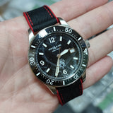 20mm, 22mm Hybrid Black Nylon Red FKM Rubber Watch Strap, Quick Release Spring Bars
