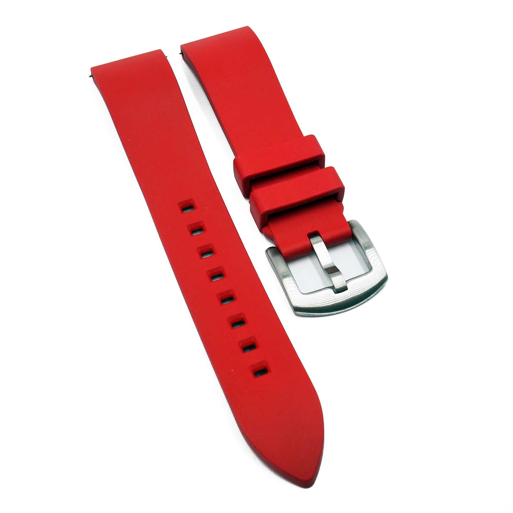 18mm, 20mm, 22mm, 24mm Straight End Red FKM Rubber Watch Strap