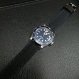 20mm Nylon Rubber Watch Strap, Navy Blue / White / Red / Black / Orange Stitching