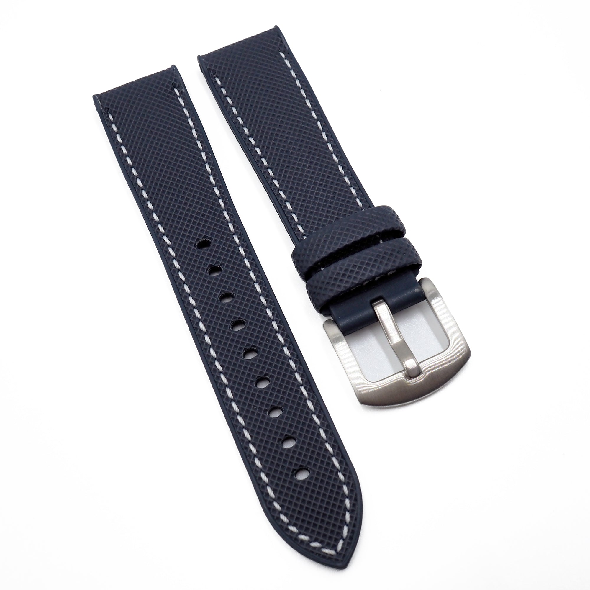 20mm, 21mm, 22mm, 23mm, 24mm Hybrid Navy Blue Fiber Rubber Watch