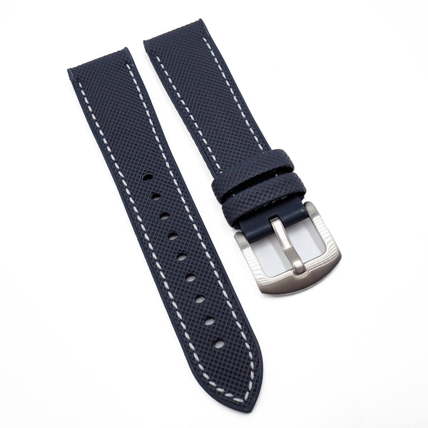 20mm, 21mm, 22mm, 23mm, 24mm Hybrid Navy Blue Fiber Rubber Watch