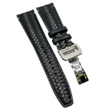 20mm, 21mm, 22mm Black Weave Pattern Calf Leather Watch Strap For IWC