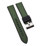 20mm, 22mm Hybrid Army Green Nylon FKM Rubber Watch Strap, Quick Release Spring Bars
