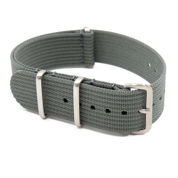 20mm, 22mm Nato Style Gray Ribbed Nylon Watch Strap