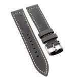 20mm Iron Gray Matte Calf Leather Watch Strap For Zenith