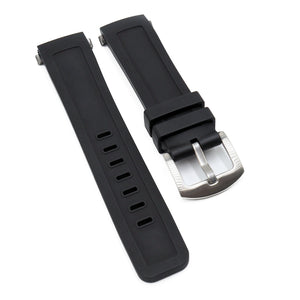 Ewatchparts 25mm Rubber Watch Strap For IWC Aquatimer 3719 | Black With Silver Buckle