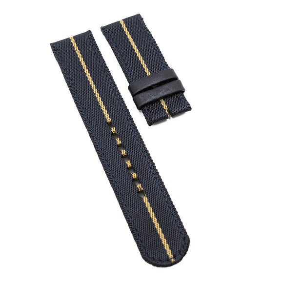 23mm Multi Color in Single Line Nylon Watch Strap, Navy Blue Banana Yellow, For Tudor Black Bay Bronze