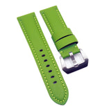 24mm, 26mm Grass Green Saffiano Leather Watch Strap For Panerai, Two Length Size