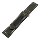 24mm Army Green Sailcloth Watch Strap For Panerai, Velcro Style