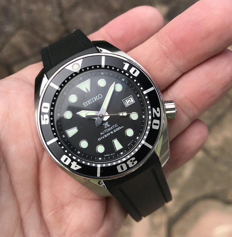 Crafter Blue 20mm Black Curved End Vulcanized Rubber Watch Strap For S