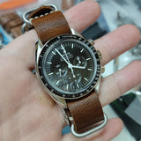 20mm, 22mm Military Style Syrup Brown Calf Leather Watch Strap