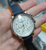 20mm, 22mm Hybrid Navy Blue Fiber Orange Rubber Watch Strap