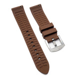 20mm, 22mm, 24mm Straight End Brown FKM Rubber Watch Strap, Quick Release Spring Bars