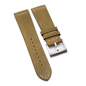 23mm Vintage Style Corn Yellow Waxed Suede Leather Watch Strap