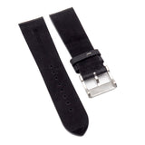 23mm Vintage Style Black Waxed Suede Leather Watch Strap