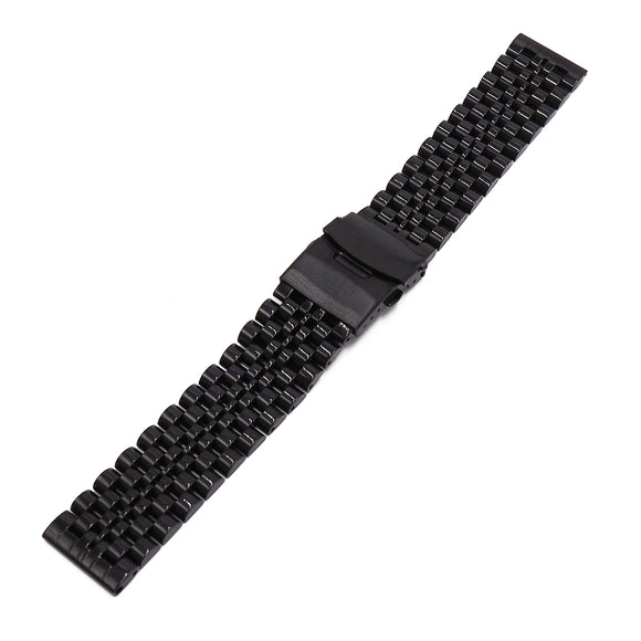 20mm, 22mm Straight End PVD Black Stainless Steel Watch Strap, Model 3
