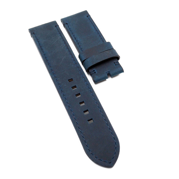 23mm Space Blue Calf Leather Watch Strap For Tudor Black Bay Bronze