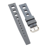 20mm Rally Style Retro Large Holes Gray FKM Rubber Watch Strap, Quick Release Spring Bars