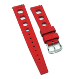 20mm Rally Style Retro Large Holes Red FKM Rubber Watch Strap, Quick Release Spring Bars