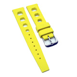 20mm Rally Style Retro Large Holes Yellow FKM Rubber Watch Strap, Quick Release Spring Bars