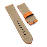 24mm Orange Alligator Pattern Calf Leather Watch Strap For Panerai
