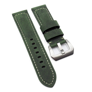 24mm Hunter Green Matte Calf Leather Watch Strap For Panerai