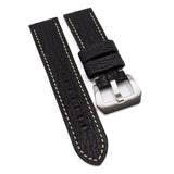 24mm Black Shark Leather Watch Strap For Panerai