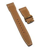 21mm Pilot Style Peanut Brown Calf Leather Watch Strap For IWC, Semi Square Tail