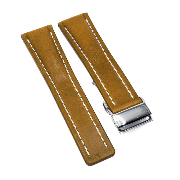 24mm Brown Calf Leather Watch Strap For Breitling