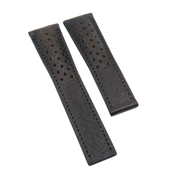 22mm Wood Brown Ostrich Leather Watch Strap For Tag Heuer