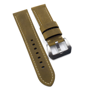 24mm Gold Yellow Matte Calf Leather Watch Strap For Panerai, Two Length Size