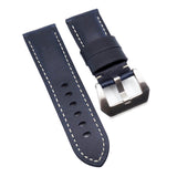 24mm Navy Blue Calf Leather Watch Strap For Panerai, Small Wrist Length
