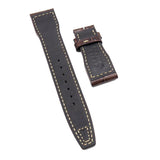 21mm Pilot Style Walnut Brown Alligator Leather Watch Strap For IWC, Rivet Lug, Semi Square Tail