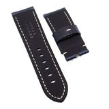 24mm Navy Blue Calf Leather Watch Strap For Panerai, Small Wrist Length
