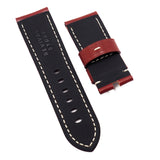 24mm Red Calf Leather Watch Strap For Panerai, Small Wrist Length