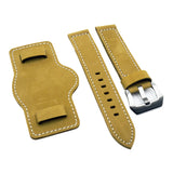 20mm, 22mm Corn Yellow Matte Calf Leather Bund Watch Strap