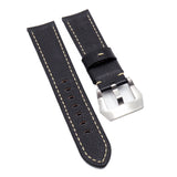 22mm Black Calf Leather Watch Strap For Panerai
