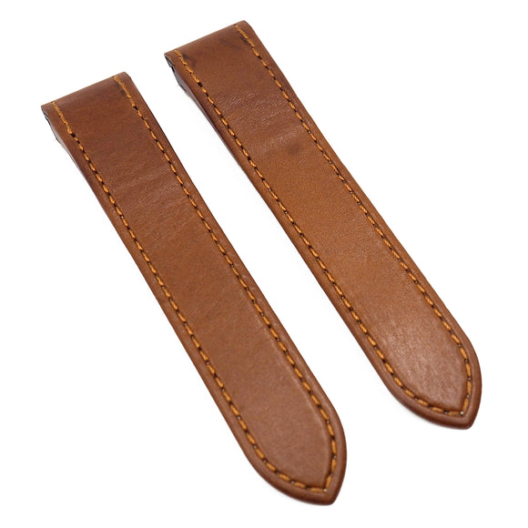 20mm, 23mm Italy Rust Orange Calf Leather Watch Strap For Cartier Santos