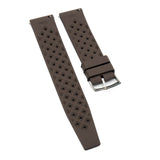 20mm, 22mm Vintage Tropical Style Brown FKM Rubber Watch Strap, Quick Release Spring Bars