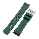 Crafter Blue 20mm Green Curved End Vulcanized FKM Rubber Watch Strap For Rolex