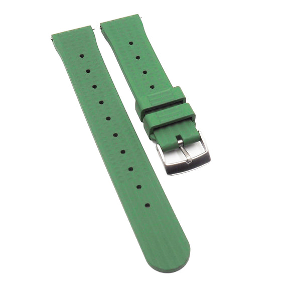 20mm, 22mm Waffle Pattern Hunter Green FKM Rubber Watch Strap For Seiko, Quick Release Spring Bars
