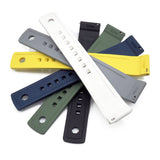 20mm, 22mm Mini Square Pattern White FKM Rubber Watch Strap, Quick Release Spring Bars & Tail Lock Mechanism
